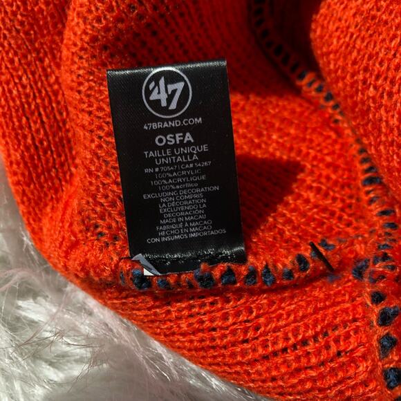 '47 Men's Adults Beanie OS Navy Chicago Bears Two Tone Brain Freeze Cuff Knit - Picture 7 of 9